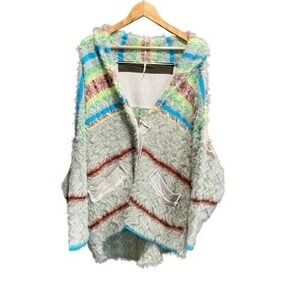 Free‎ People Fair Weather Fuzzy Oversized Women's Sweater Cardigan Size Small